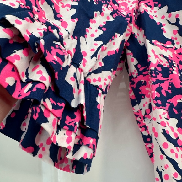 Lilly Pulitzer Fiesta Stretch Ruffle Sleeve Coral Print Dress Size 14 NWT - Picture 6 of 7